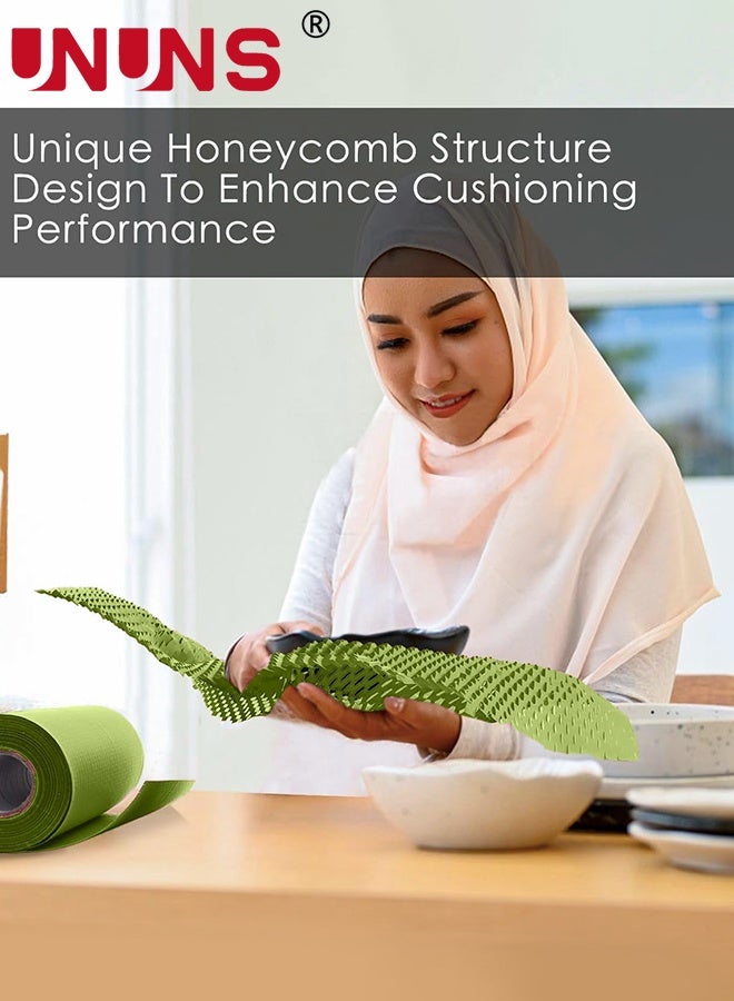 UNUNS Honeycomb Packing Paper,50cm x 18m Sustainable Alternative To Bubble Wrap For Moving Shipping Packing Roll,Eco Friendly Bubble Wrap Alternative Roll Kraft Paper Packing,Green - Image 4